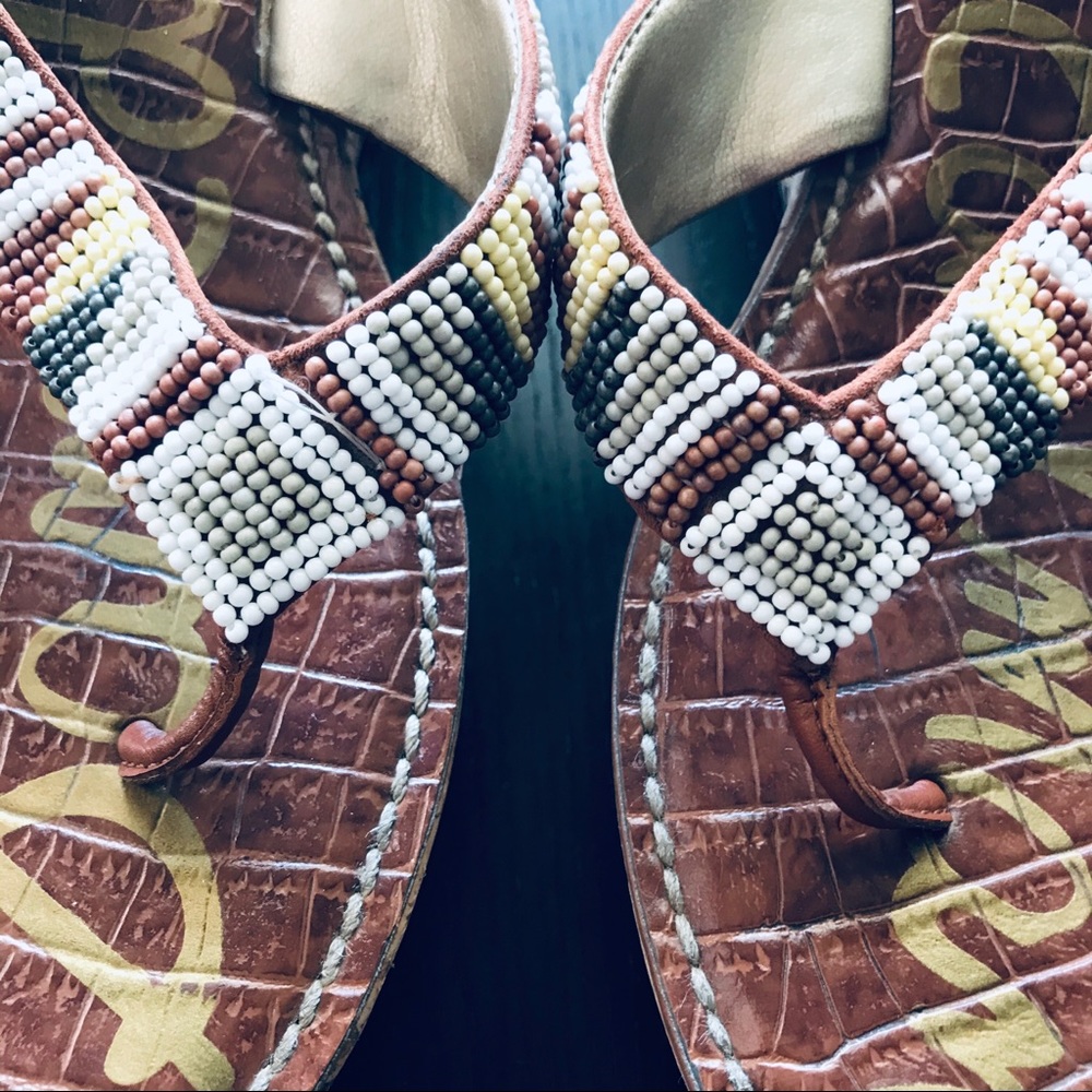 Sam Edelman “Rosa” Beaded Wedge Sandal - Picture 3 of 7